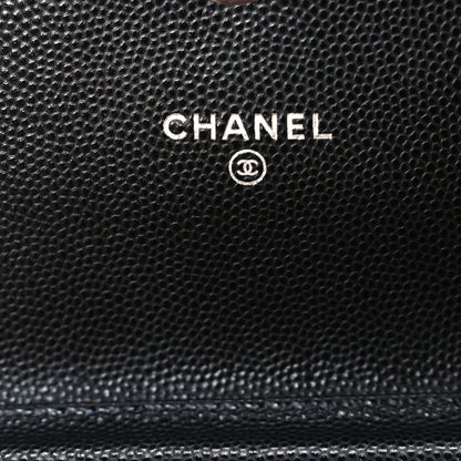 Chanel Caviar Quilted Coco Chanel Logo Clutch With Chain Flap Black 6 of 11