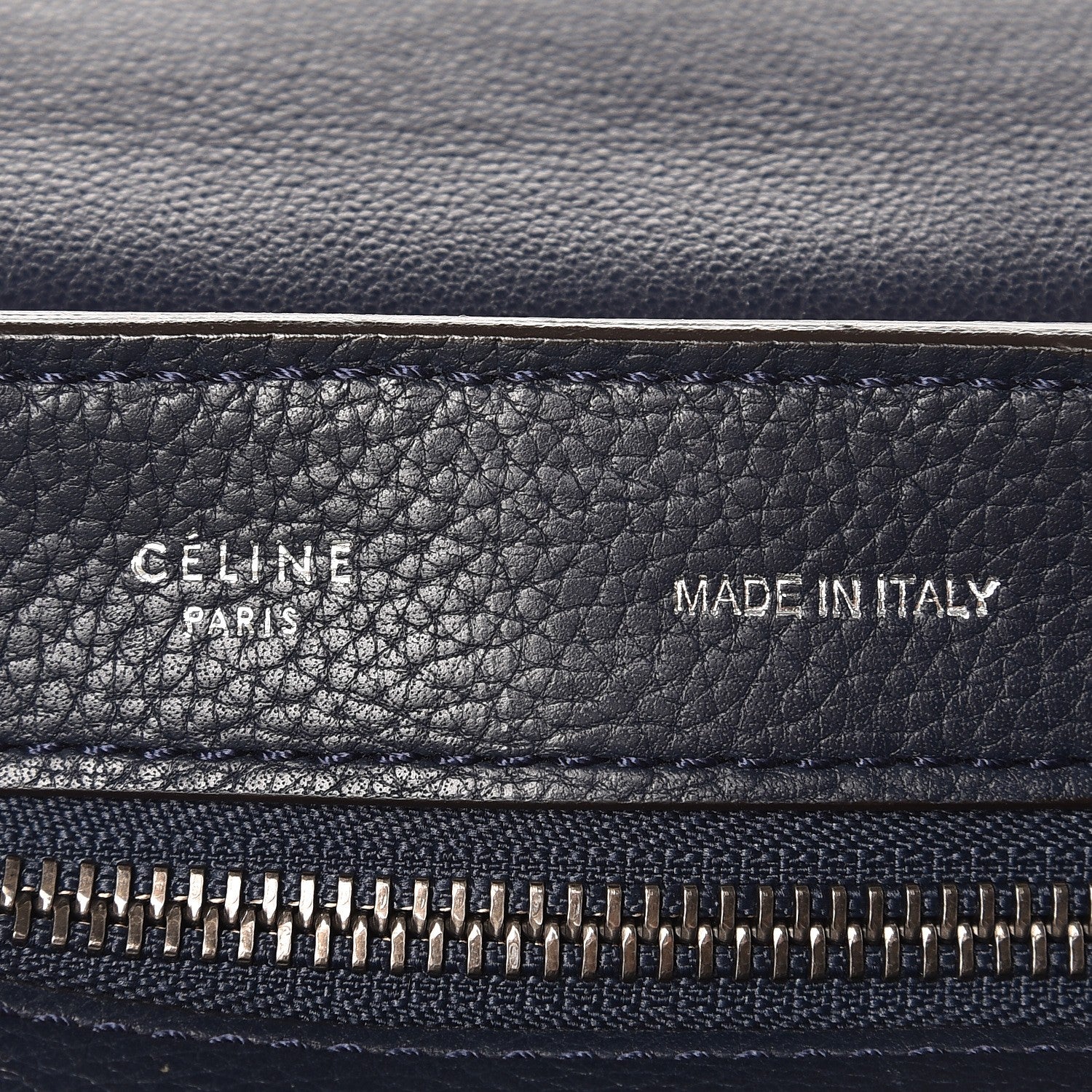 Celine Drummed Calfskin Suede Medium Trapeze Navy 7 of 15