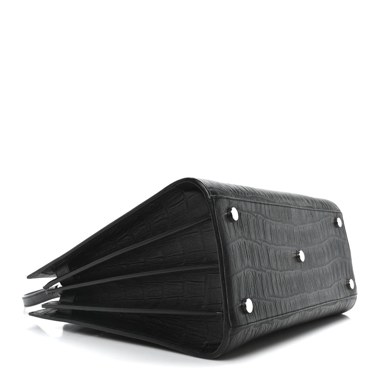 Calfskin Crocodile Embossed Small Supple Sac de Jour Black