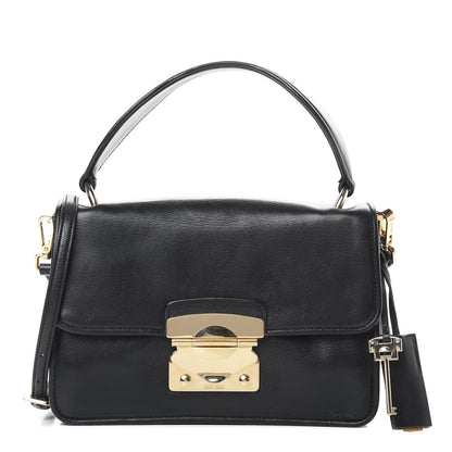 Miu Miu Goatskin Madras Shoulder Bag Black 1 of 16