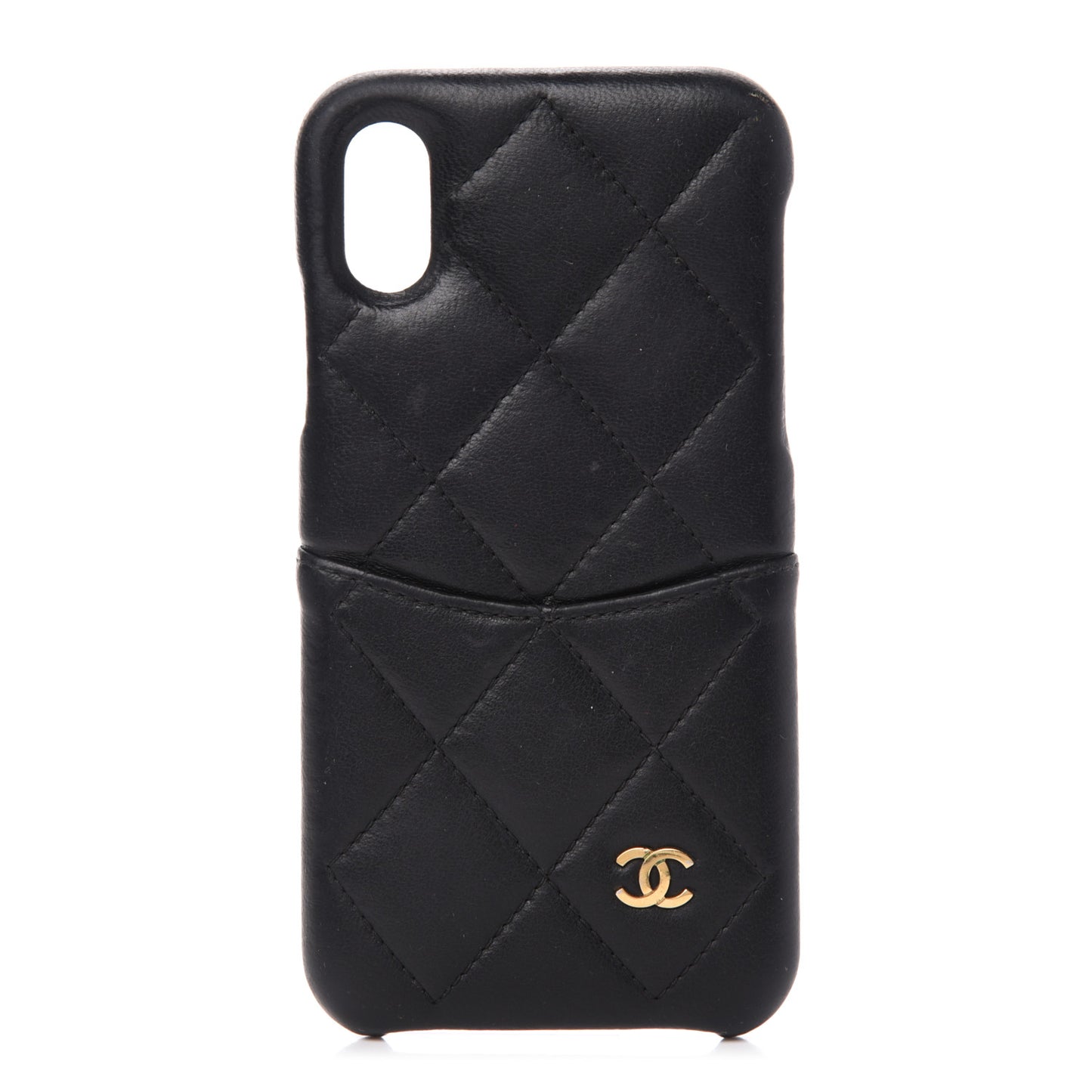 Lambskin Quilted iPhone X Case Black