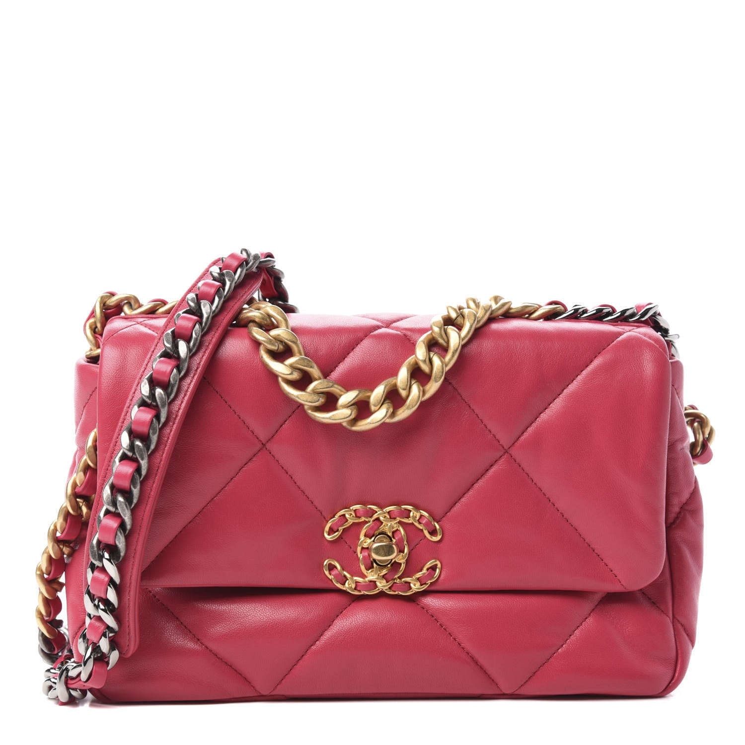 Chanel Goatskin Quilted Medium Chanel 19 Flap Pink 1 of 10
