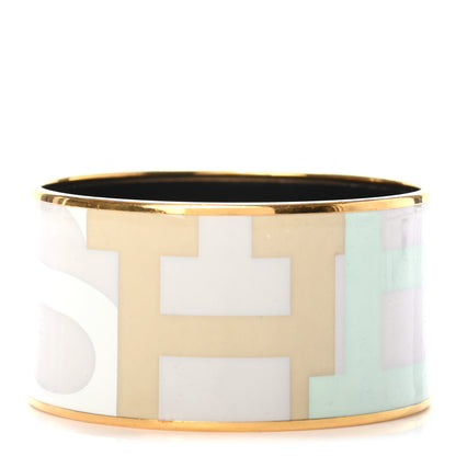 Hermes Enamel Printed Extra Wide Capitales Bracelet 65 1 of 5