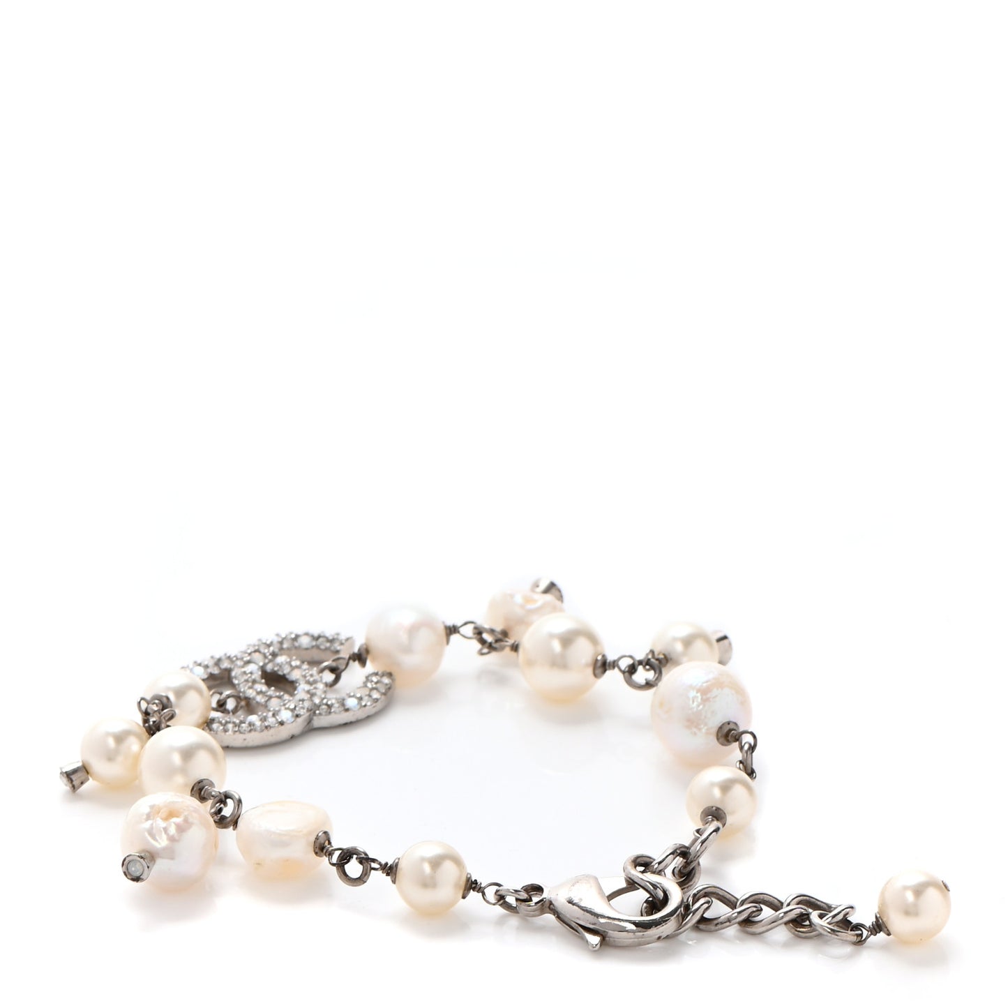 Pearl Crystal CC Bracelet Pearly White