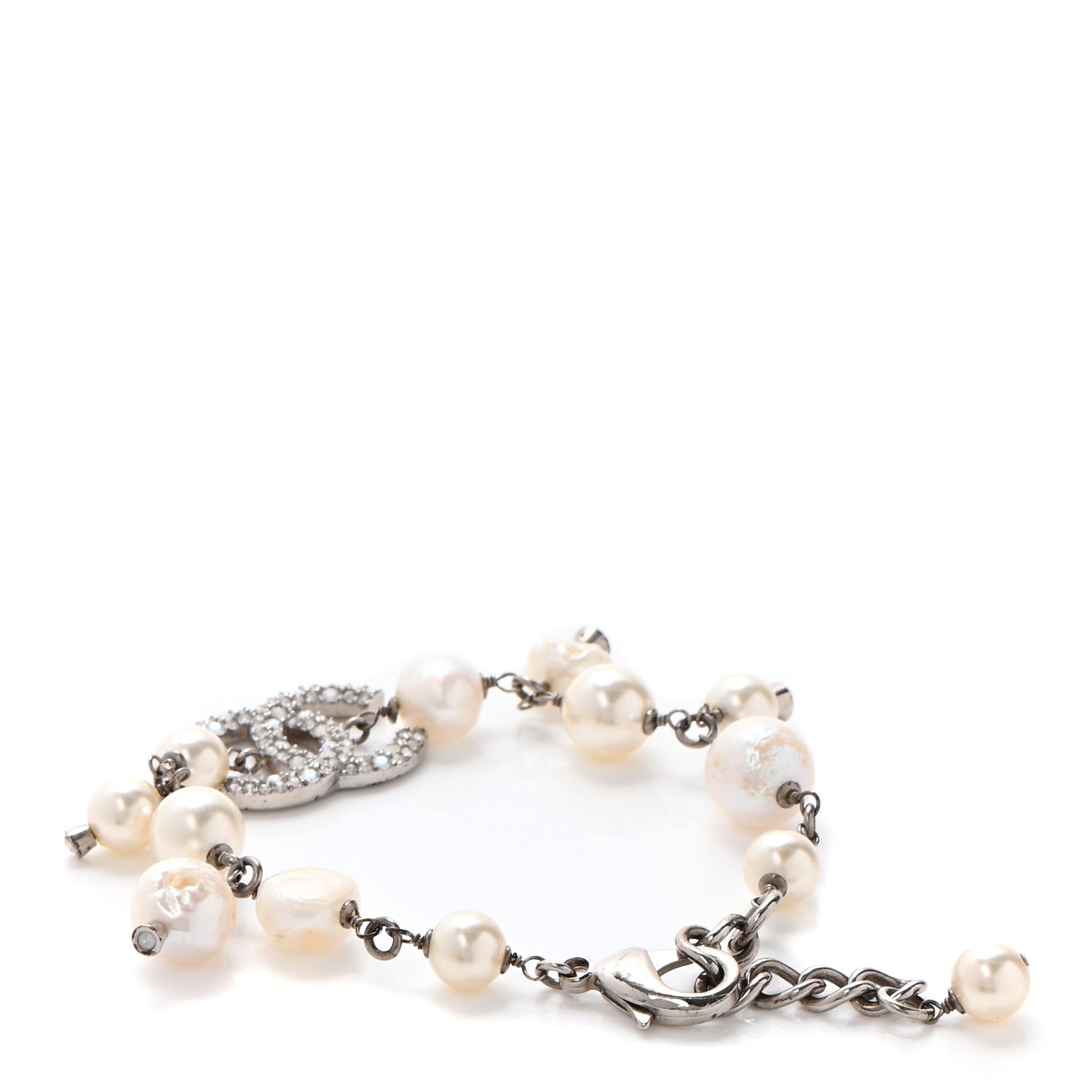 Chanel Pearl Crystal CC Bracelet Pearly White 3 of 7