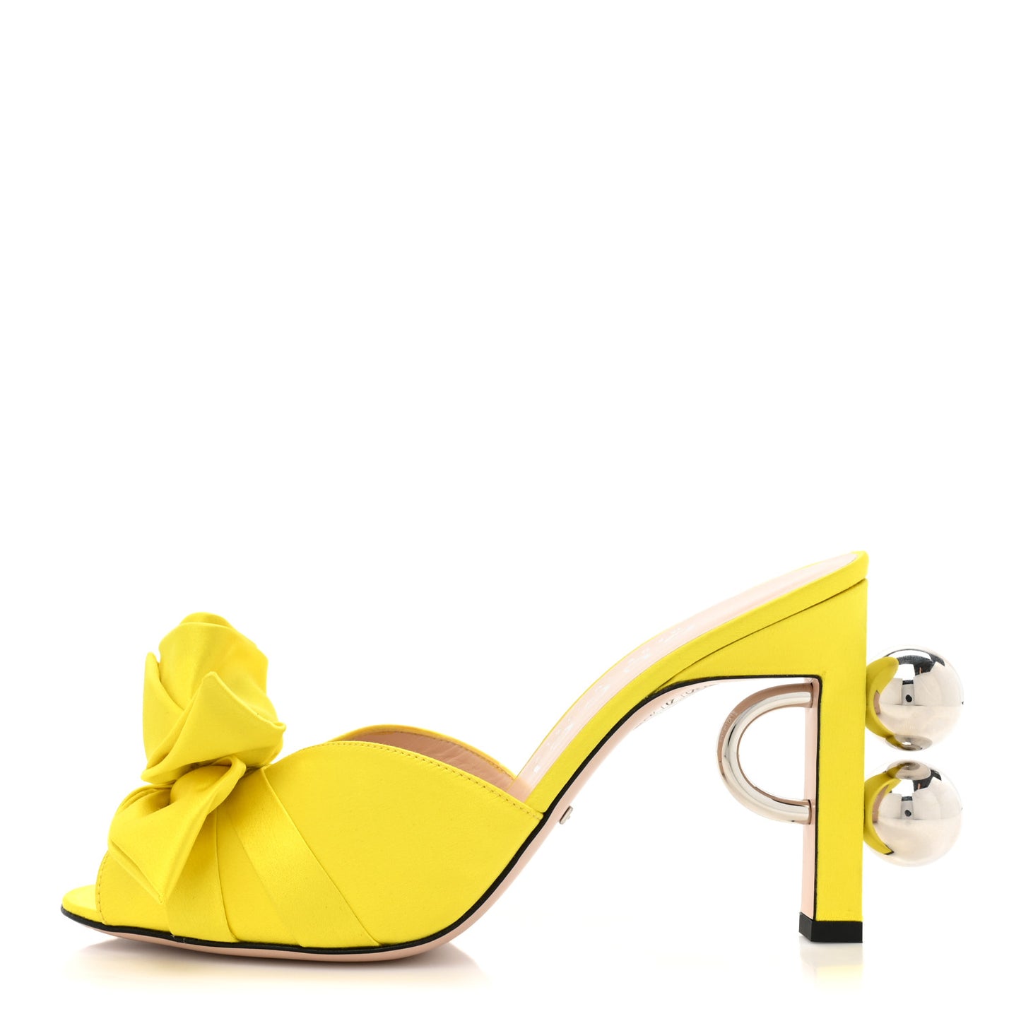 Satin Shawana Flower Sandals 38.5 Shine Yellow