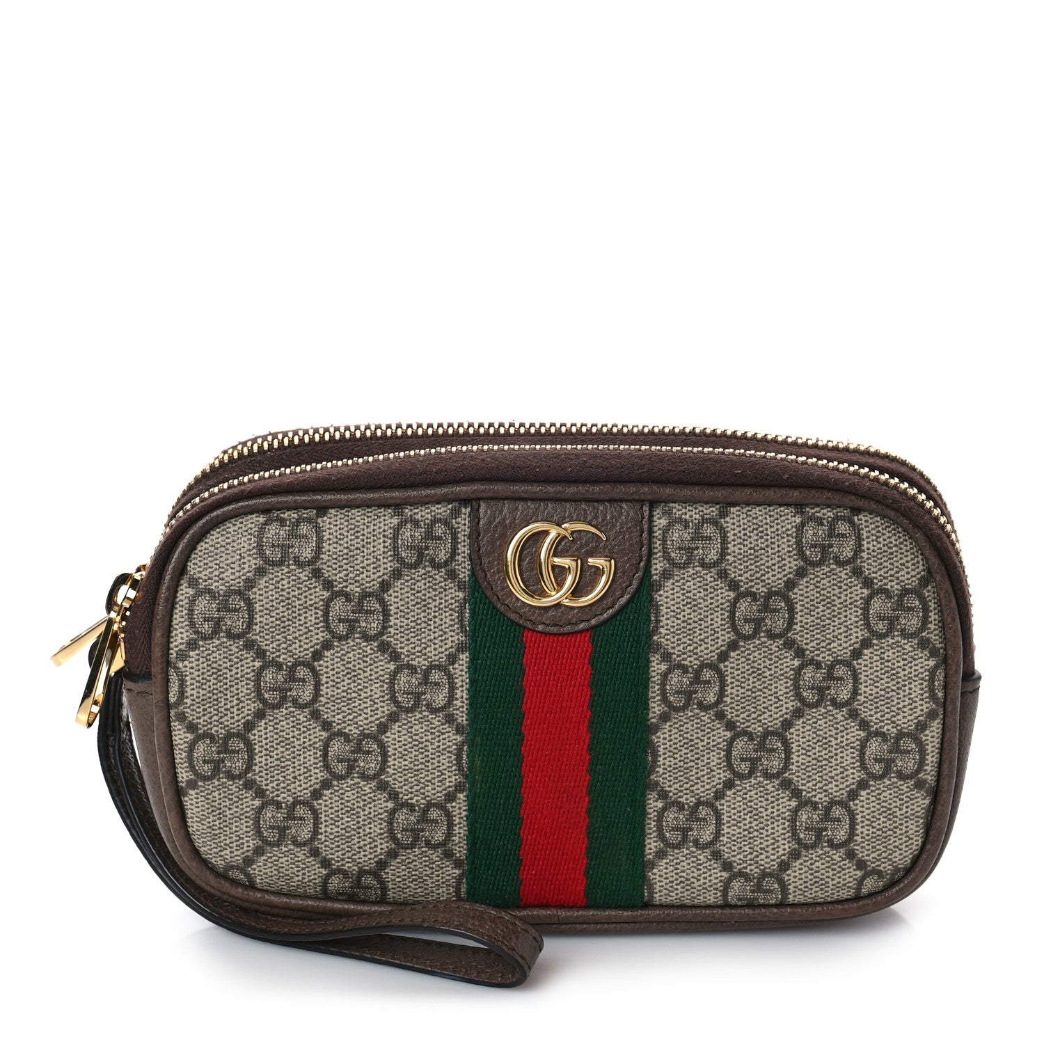 Gucci GG Supreme Monogram Web Ophidia Wristlet Beige New Acero 1 of 9