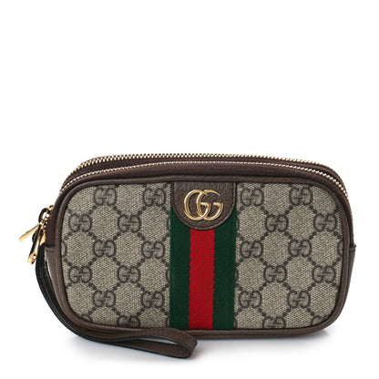 Gucci GG Supreme Monogram Web Ophidia Wristlet Beige New Acero 1 of 9