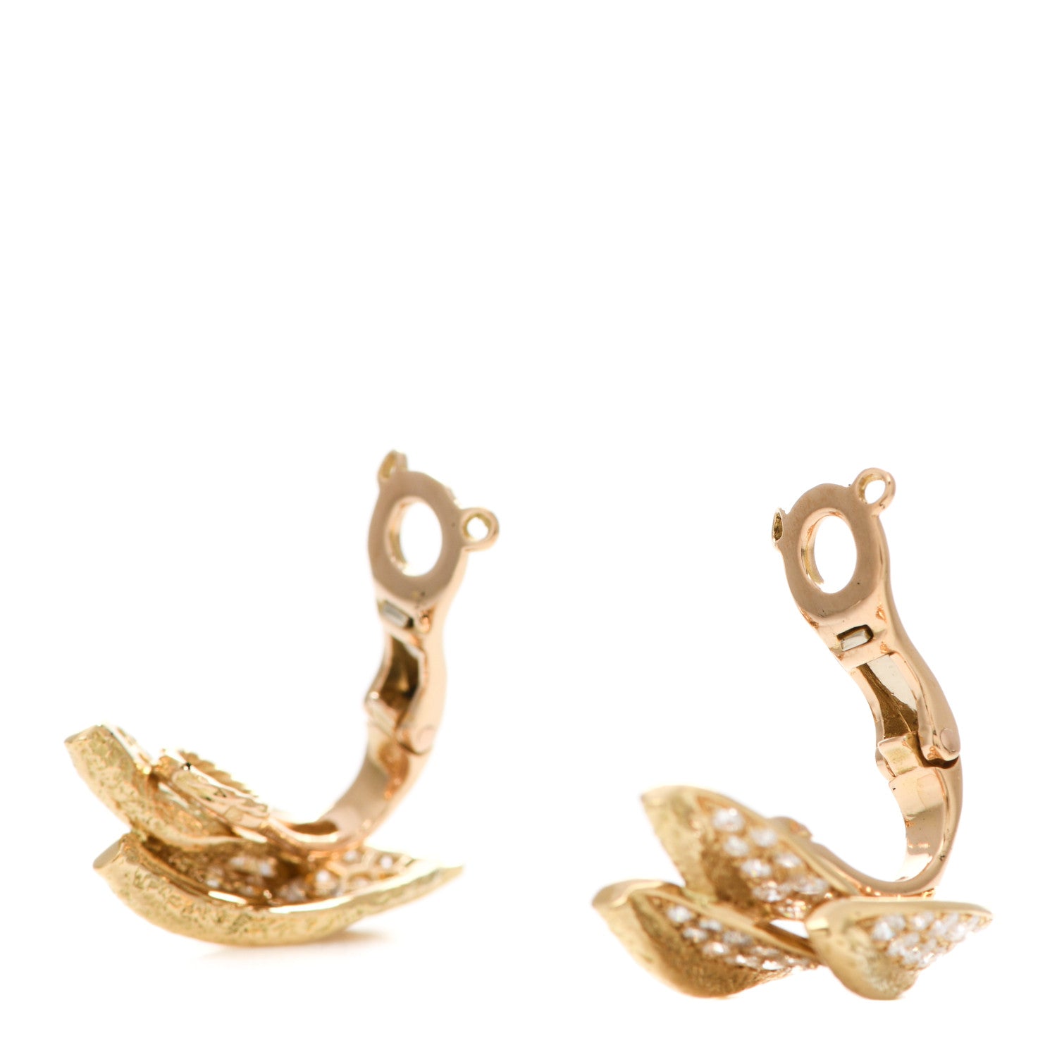 Piaget 18K Yellow Gold Diamond Leaf Clip-On Earrings 3 of 6