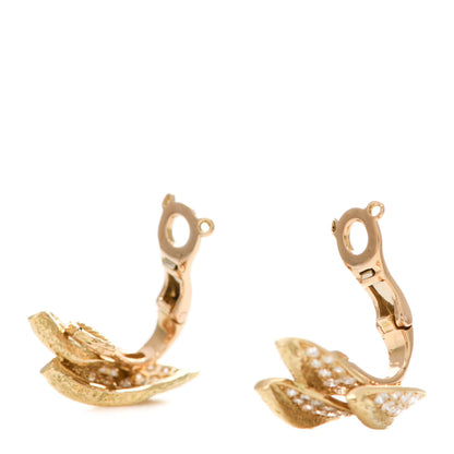 Piaget 18K Yellow Gold Diamond Leaf Clip-On Earrings 3 of 6
