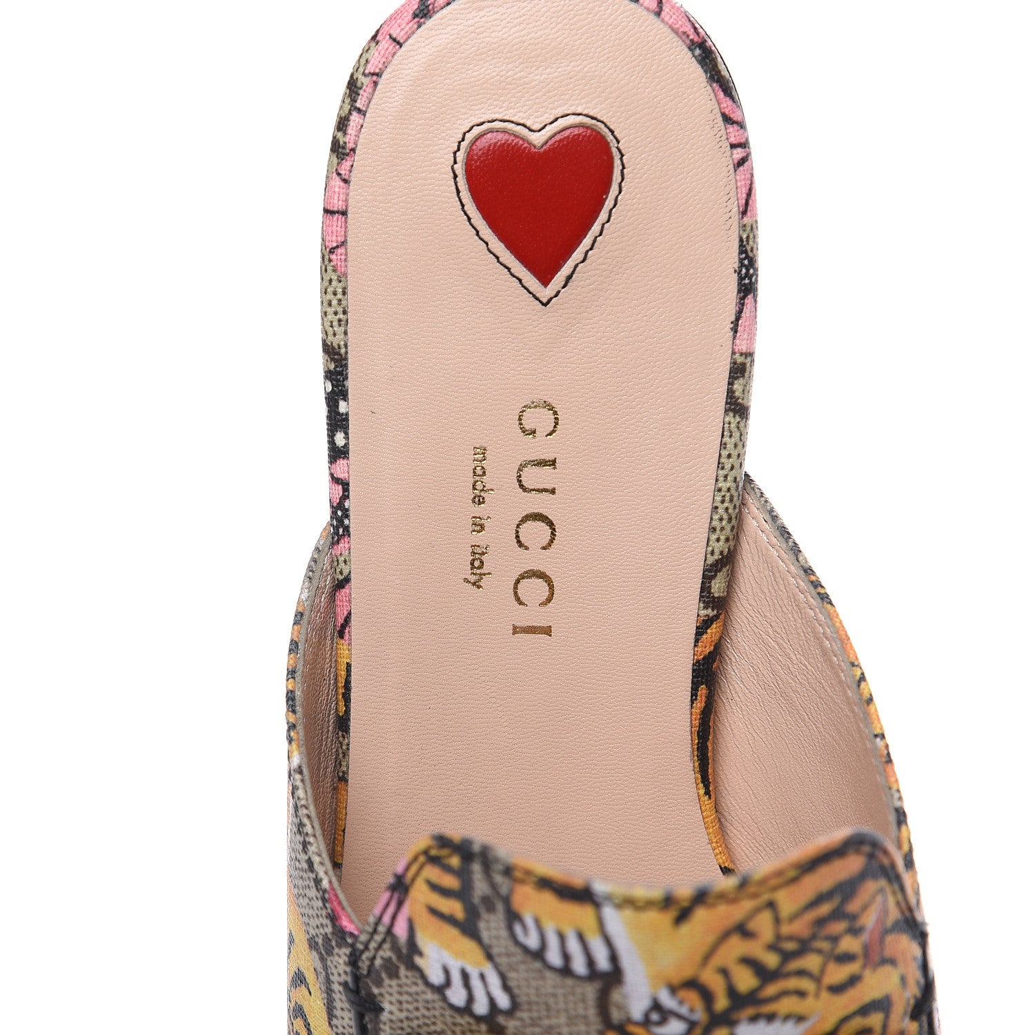 Gucci GG Supreme Monogram Bengal Womens Princetown Slippers 35 Beige Crop Pink 6 of 11