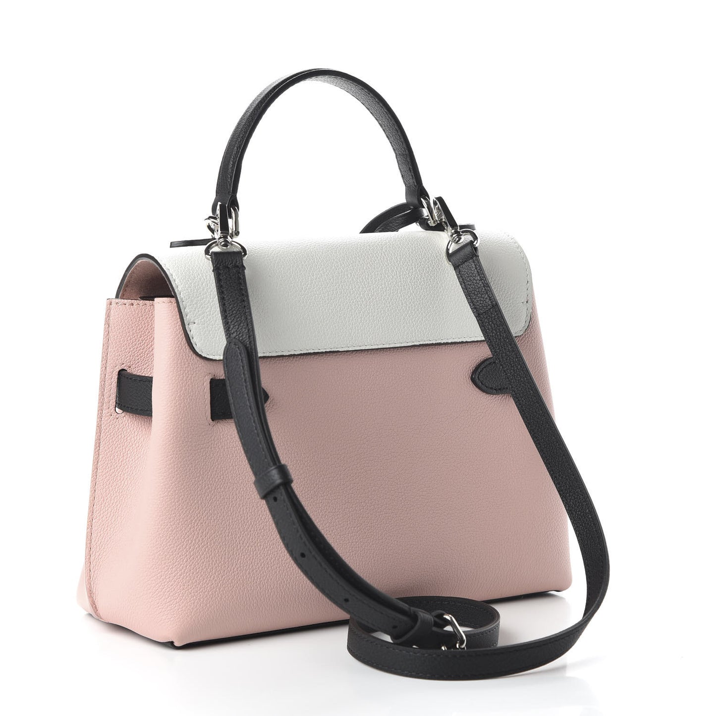 Soft Calfskin Embroidered Lockme Ever BB Rose Pink Snow White Black