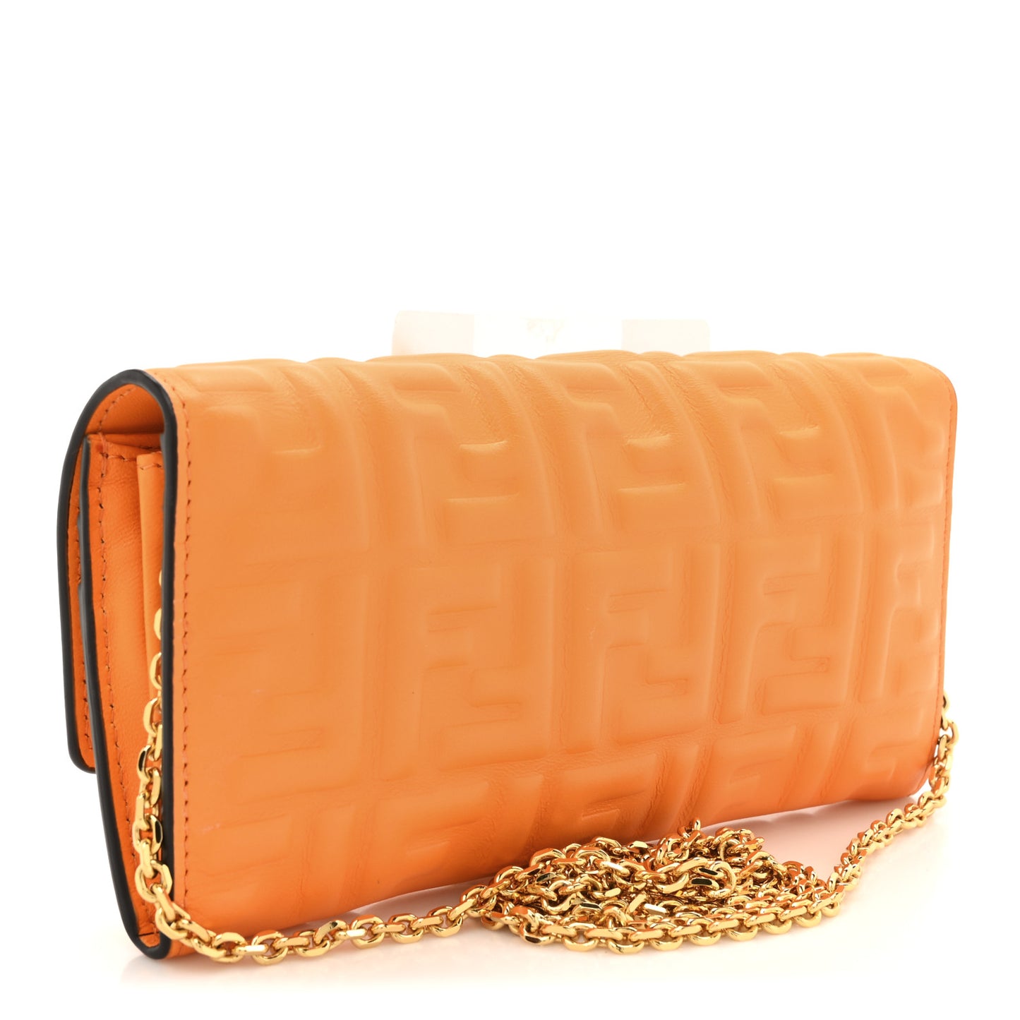 Nappa Matisse FF Embossed Continental Wallet On Chain Clementine