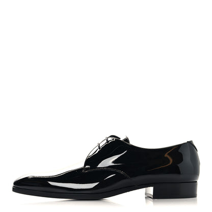 Saint Laurent Patent Calfskin Mens Wyatt Derby Lace Up Shoes 45 Black 1 of 9