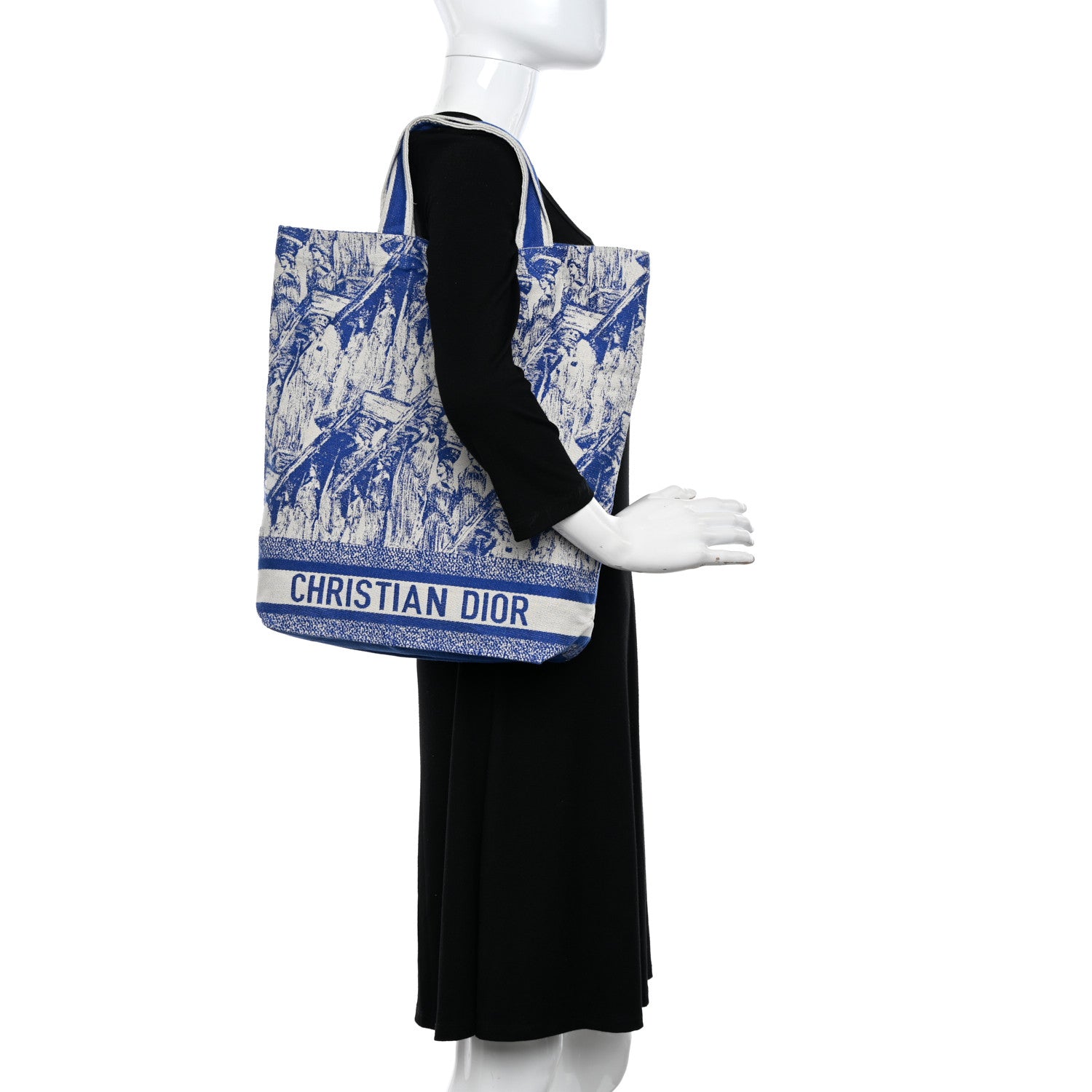 Christian Dior Canvas Print Cruise Tote Ivory Blue 2 of 11