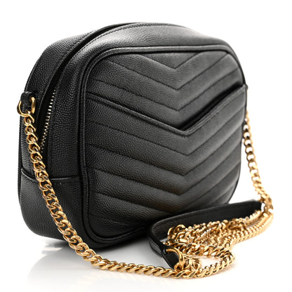 Saint Laurent Grain De Poudre Matelasse Monogram Mini Lou Camera Bag Black 3 of 17