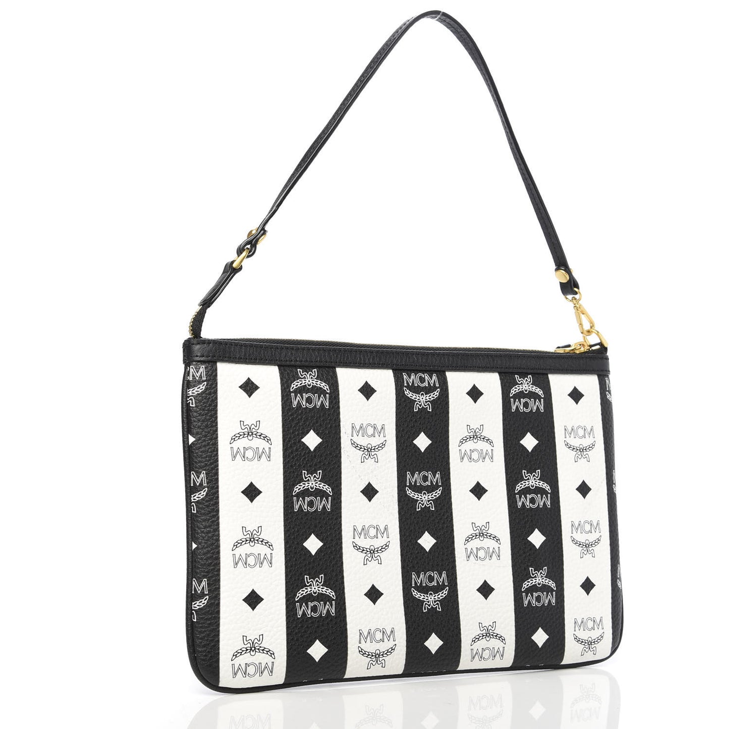 Visetos Striped Liz Shopper Tote Pouch Black White