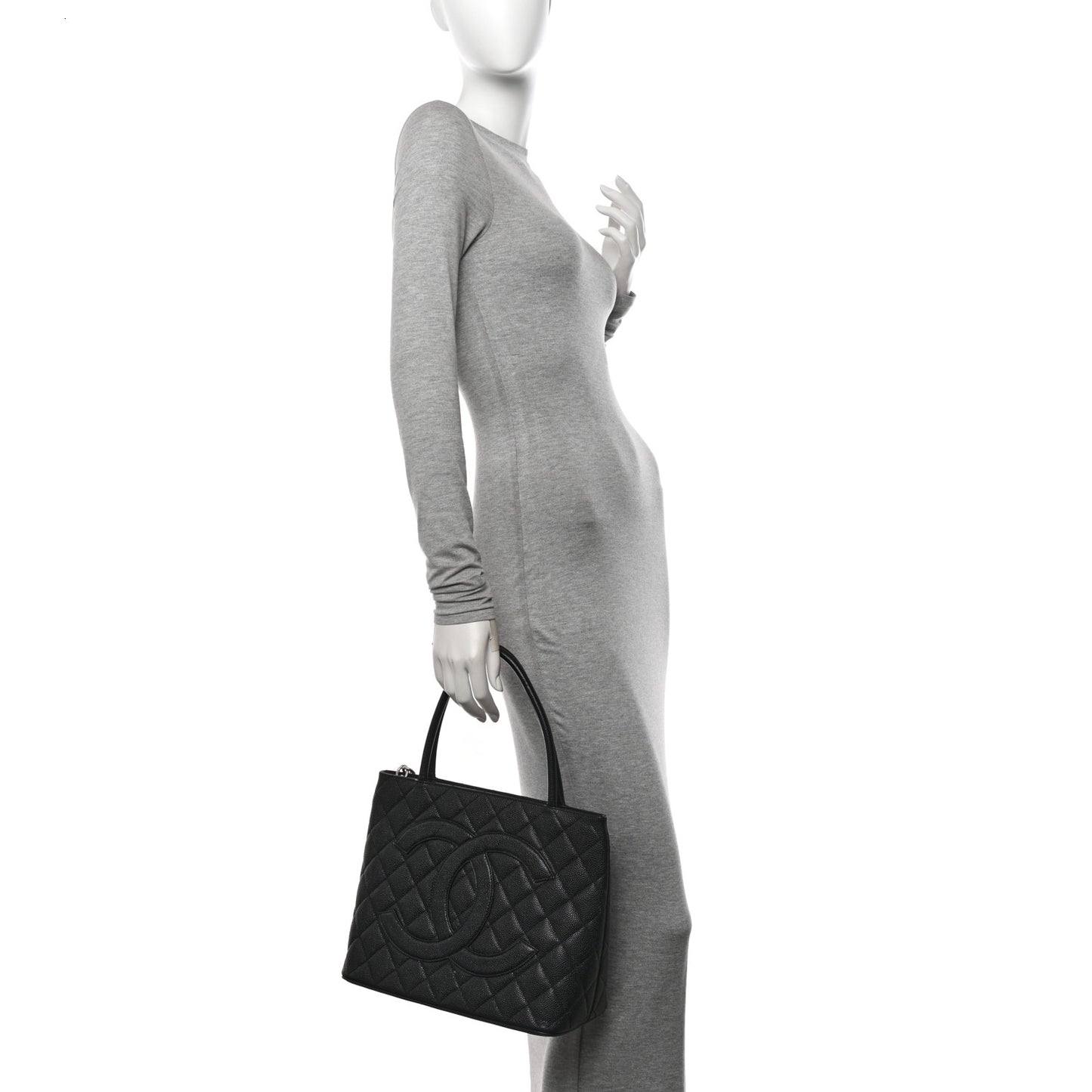 Caviar Quilted Medallion Tote Black