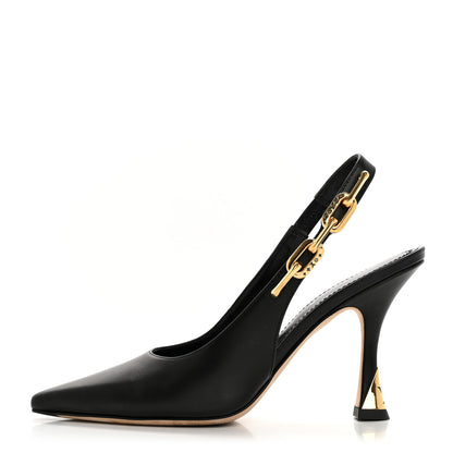 Louis Vuitton Calfskin Sparkle Slingback Pumps 36.5 Black 1 of 13