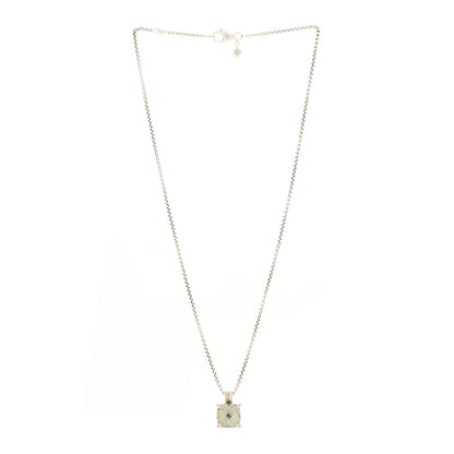 David Yurman Sterling Silver Diamond Prasiolite 11mm Chatelaine Pendant Necklace 2 of 4