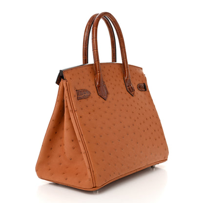 Hermes Ostrich Shiny Alligator Birkin Touch 30 Cognac Miel 3 of 11