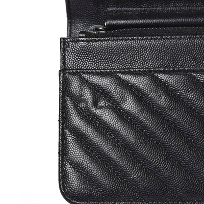 Chanel Iridescent Caviar Chevron Quilted Wallet On Chain WOC Black 11 of 12