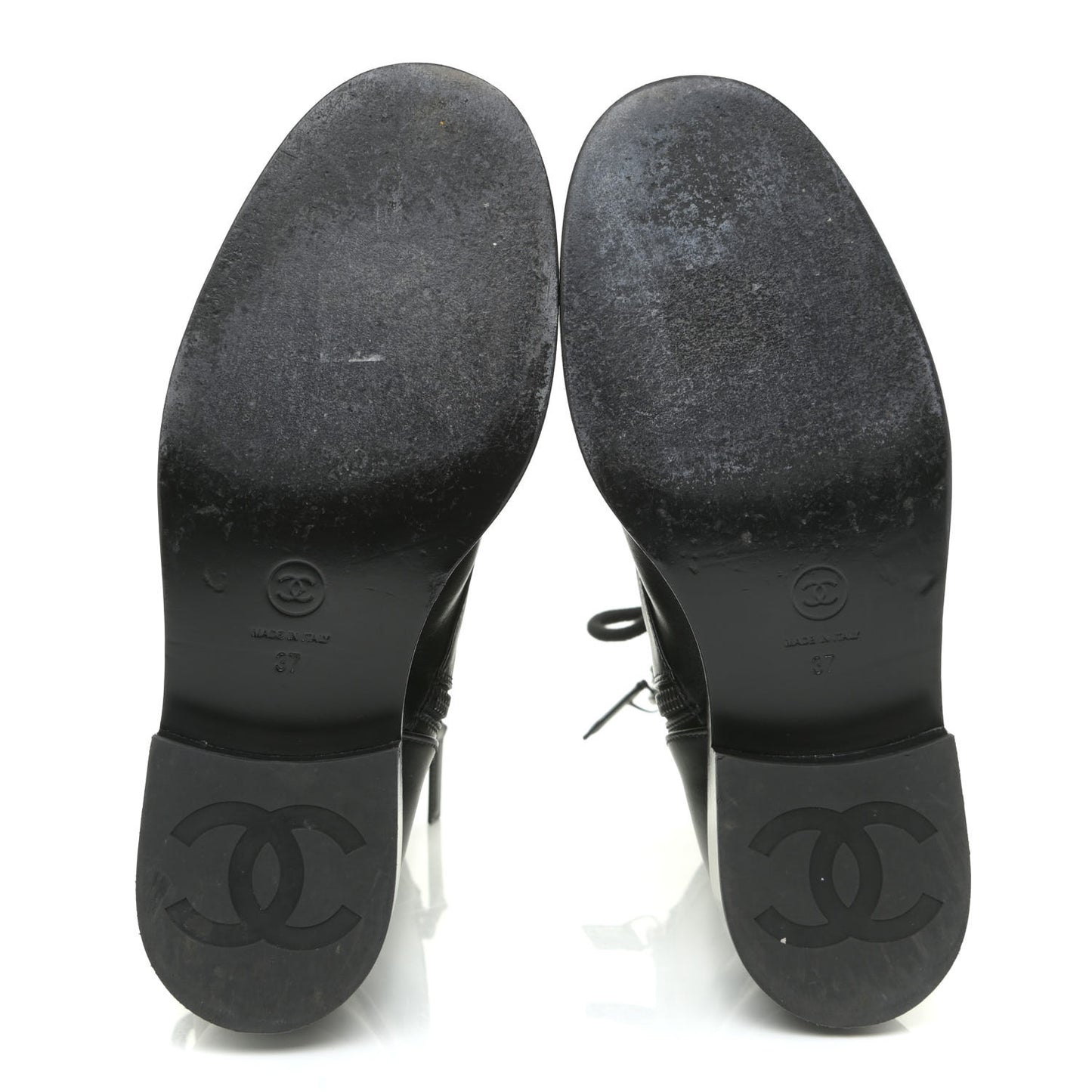 Calfskin Lace Up Combat Boots 37 Black