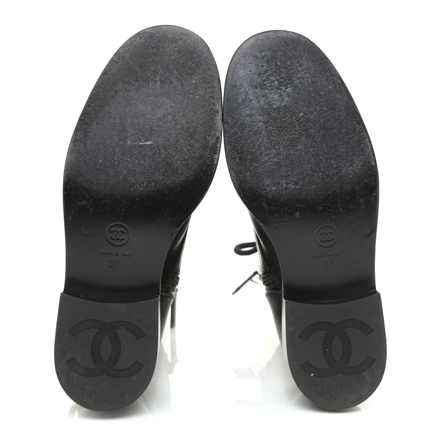 Chanel Calfskin Lace Up Combat Boots 37 Black 6 of 13