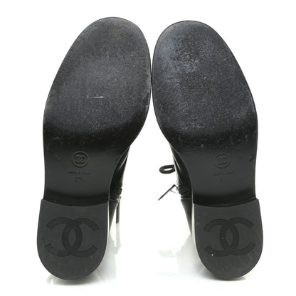 Chanel Calfskin Lace Up Combat Boots 37 Black 6 of 13
