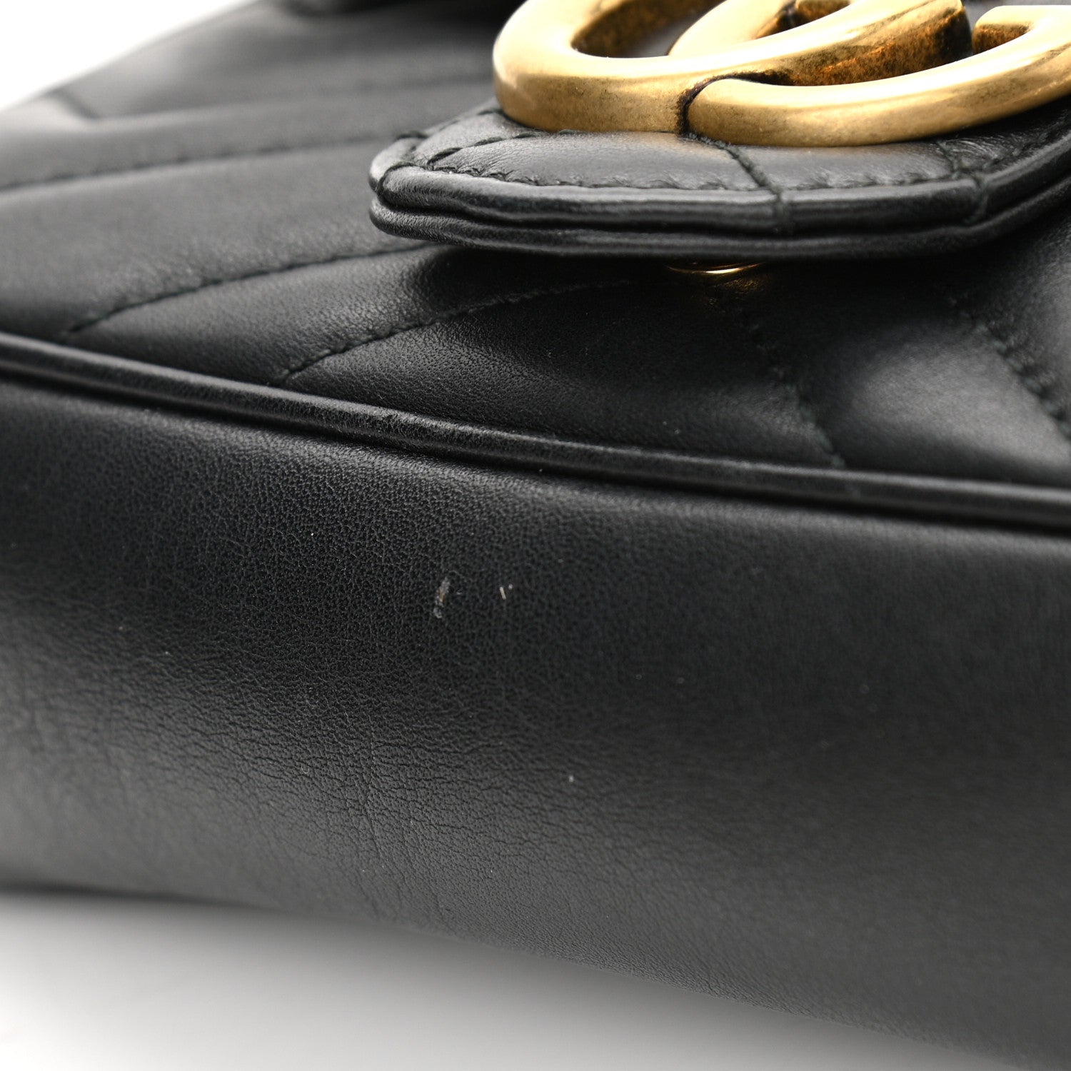 Gucci Calfskin Matelasse Super Mini GG Marmont Shoulder Bag Black 11 of 15