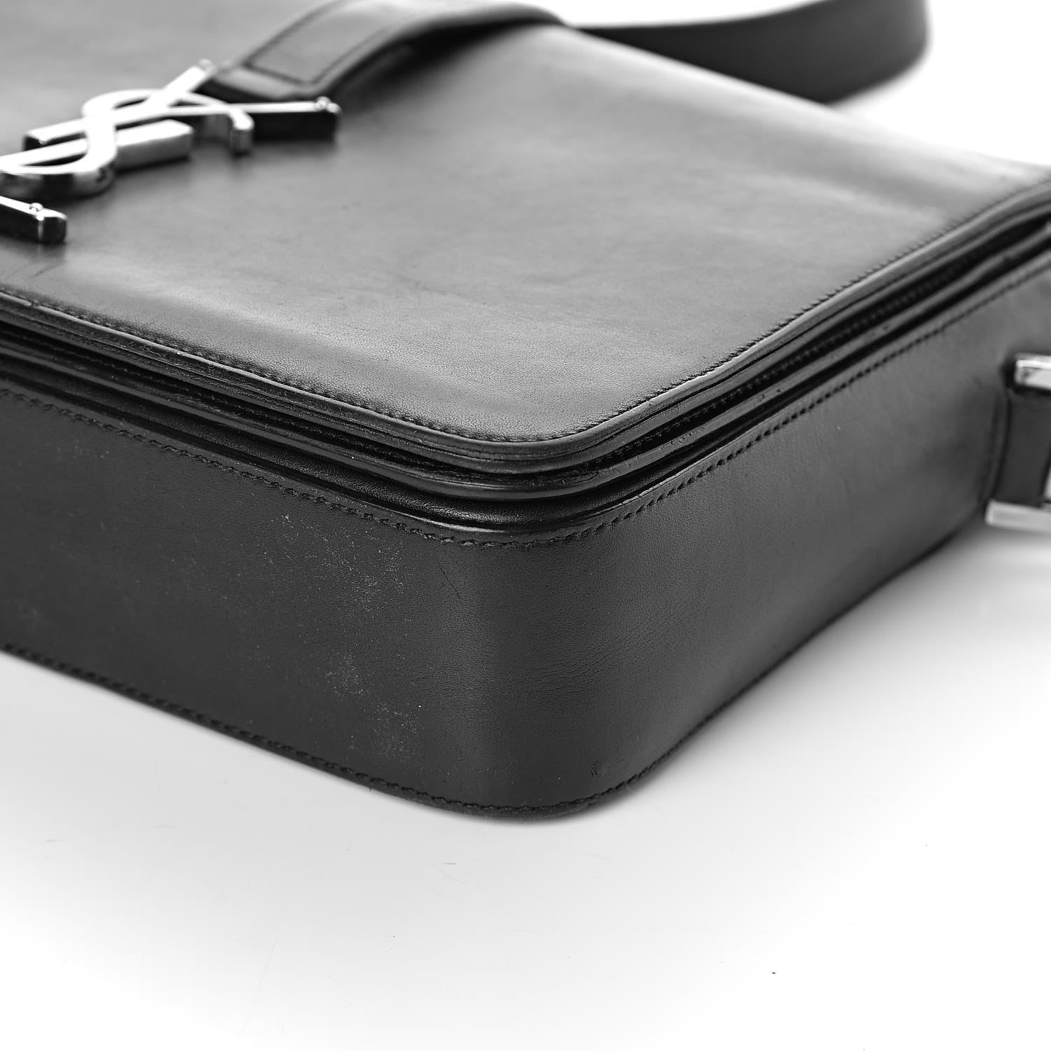 Saint Laurent Smooth Calfskin Medium Classic Monogram Universite Bag Black 9 of 16