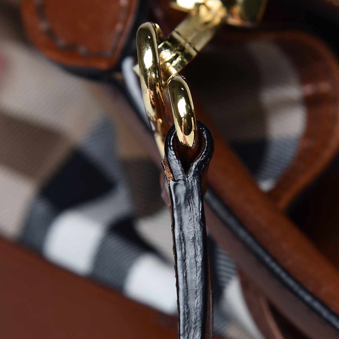 House Check Bridle Calfskin Medium Gosford Hobo Dark Tan