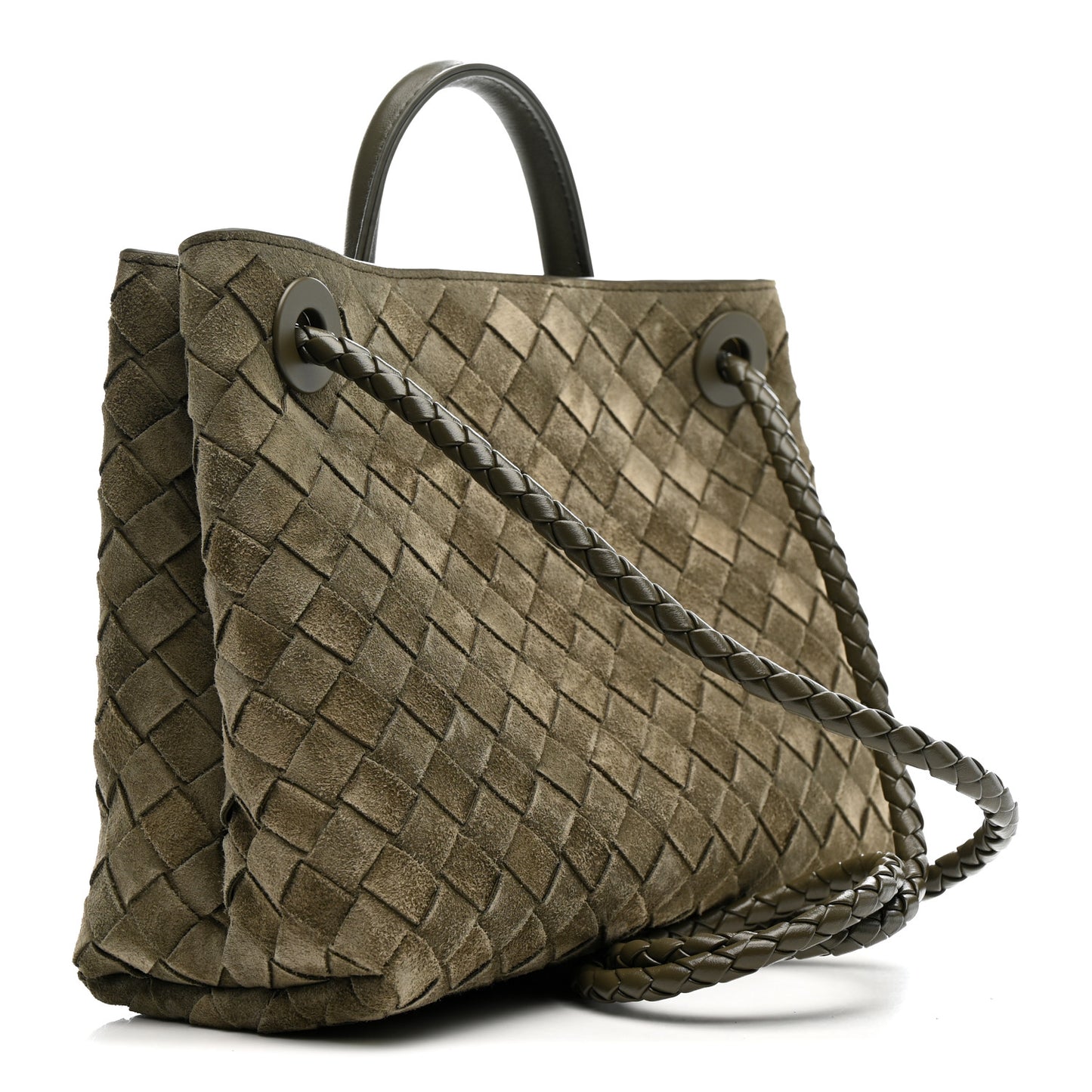 Suede Intrecciato Small Andiamo Shoulder Bag Cypress