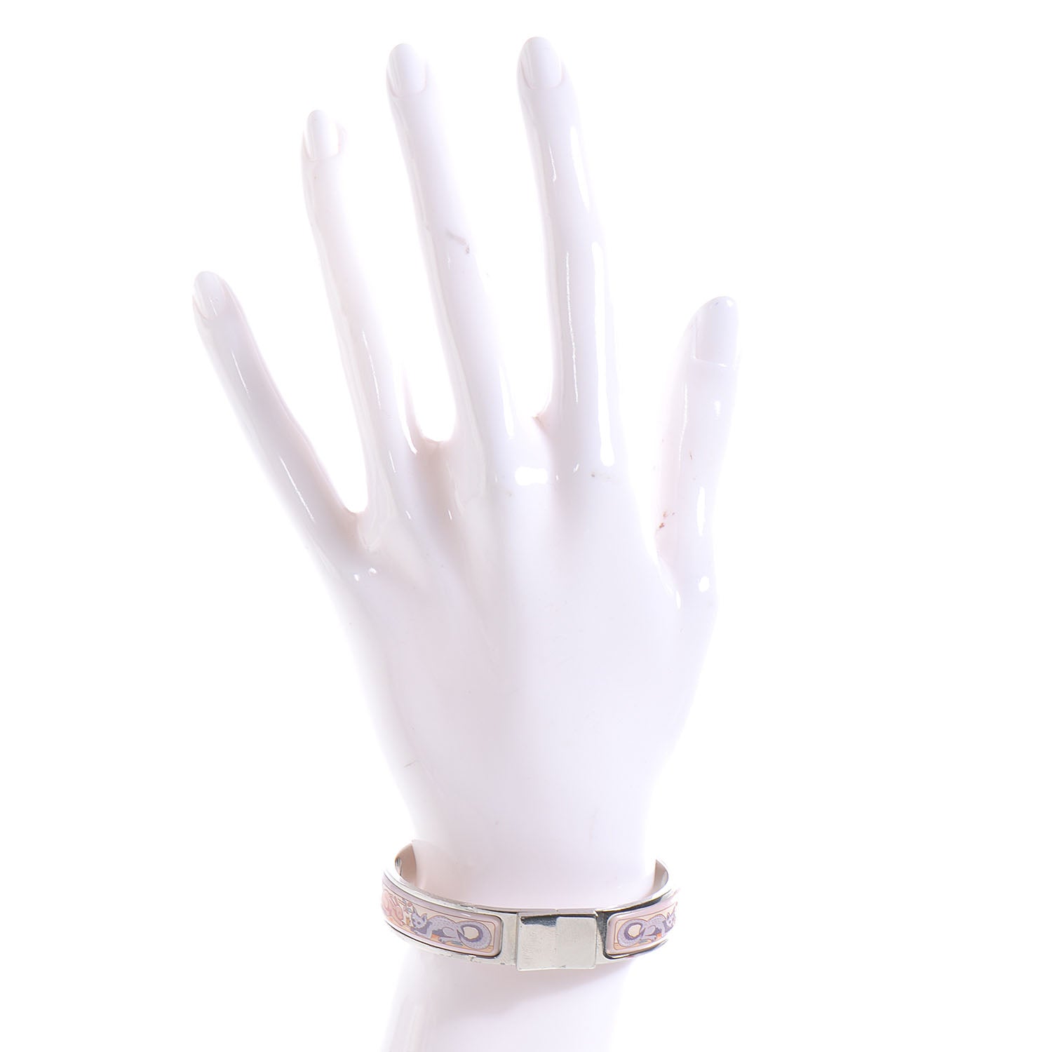 Hermes Enamel Printed Narrow Forest Animals Bracelet 62 Pink 2 of 6