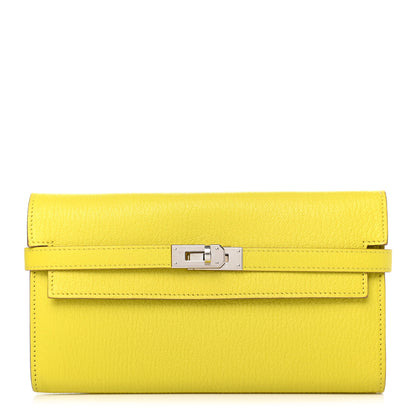 Hermes Chevre Mysore Kelly Longue Wallet Lime 1 of 8