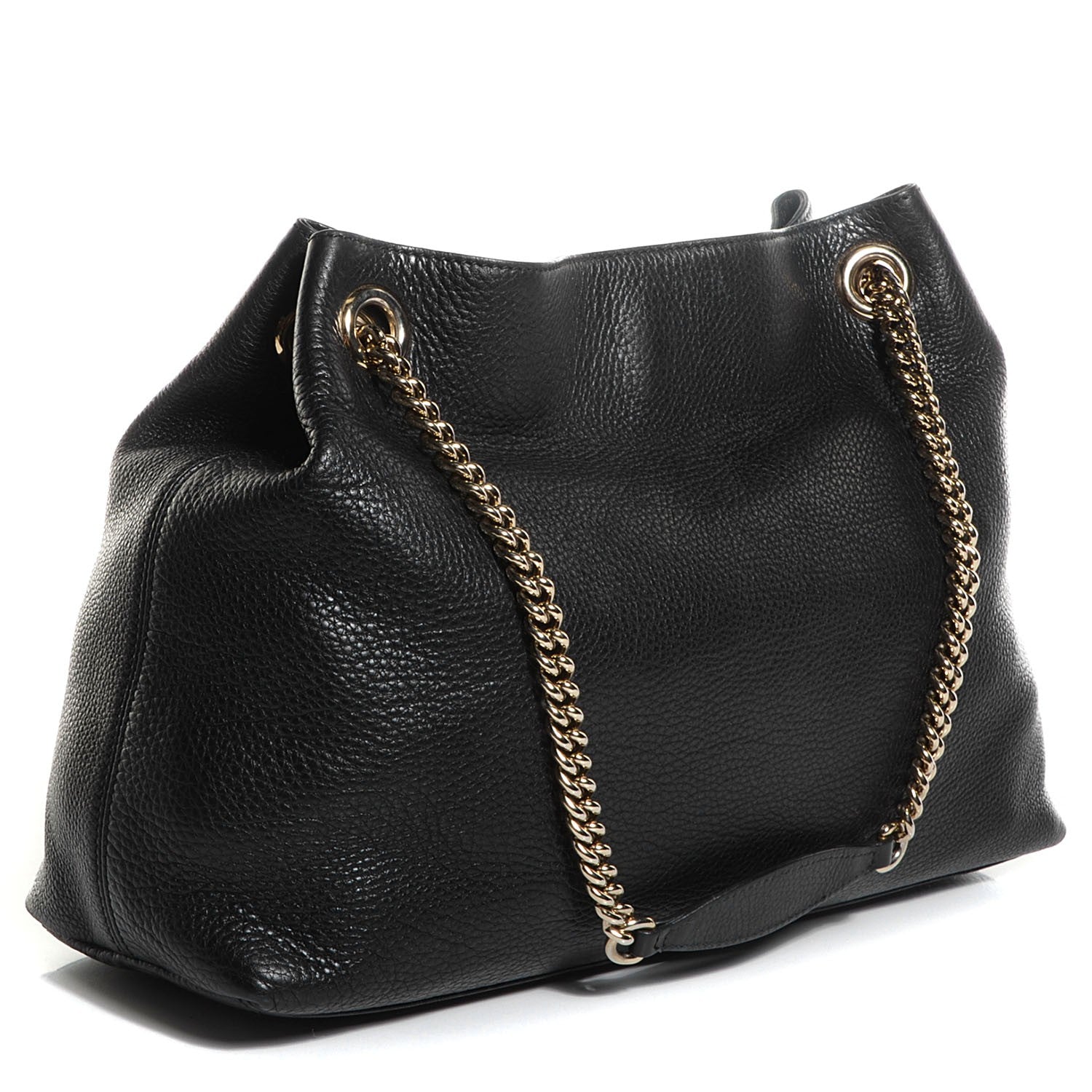 Gucci Pebbled Calfskin Medium Soho Chain Shoulder Bag Black 3 of 7