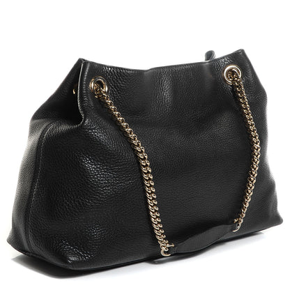 Gucci Pebbled Calfskin Medium Soho Chain Shoulder Bag Black 3 of 7