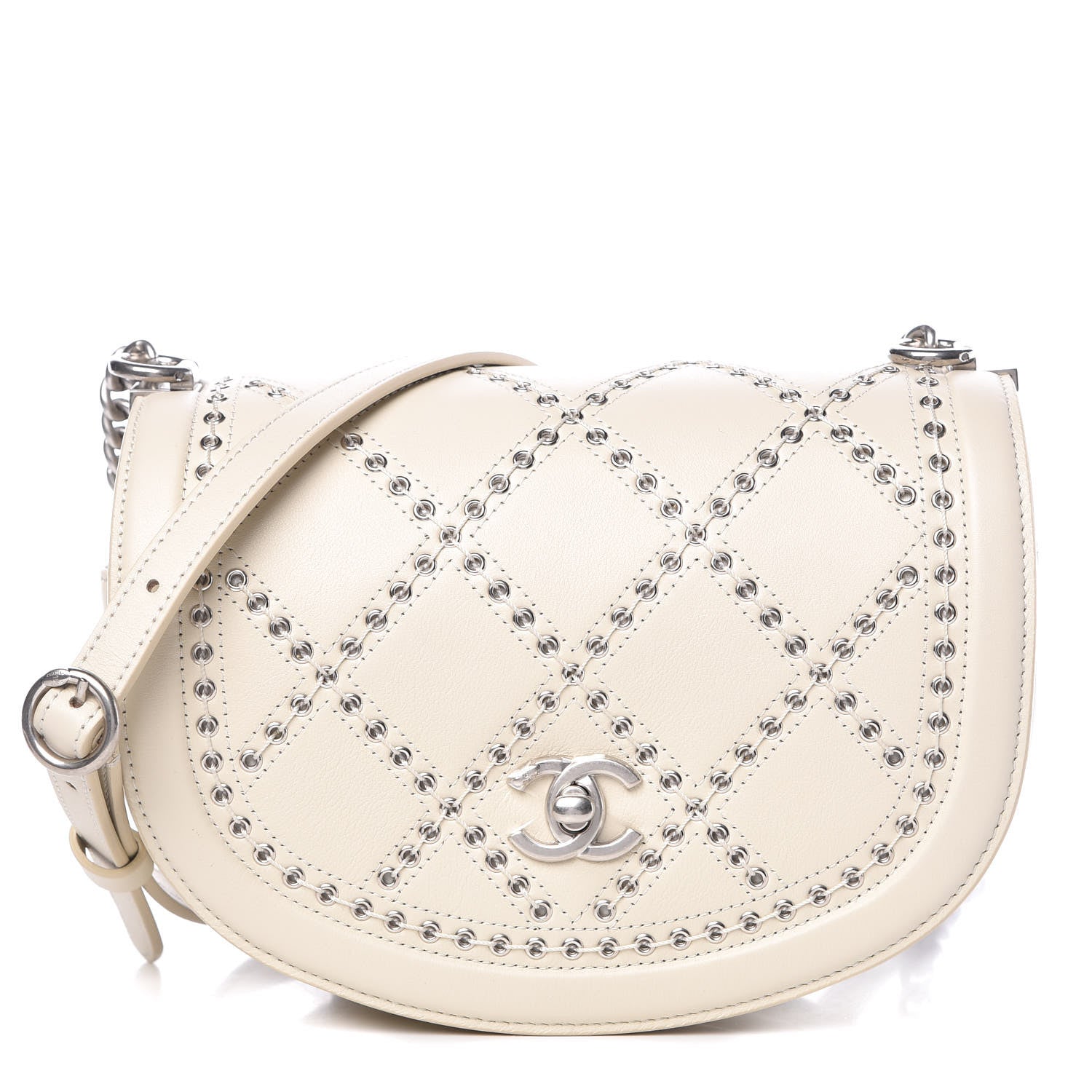 Chanel Calfskin Coco Eyelets Small Flap Bag Ivory 1 of 9