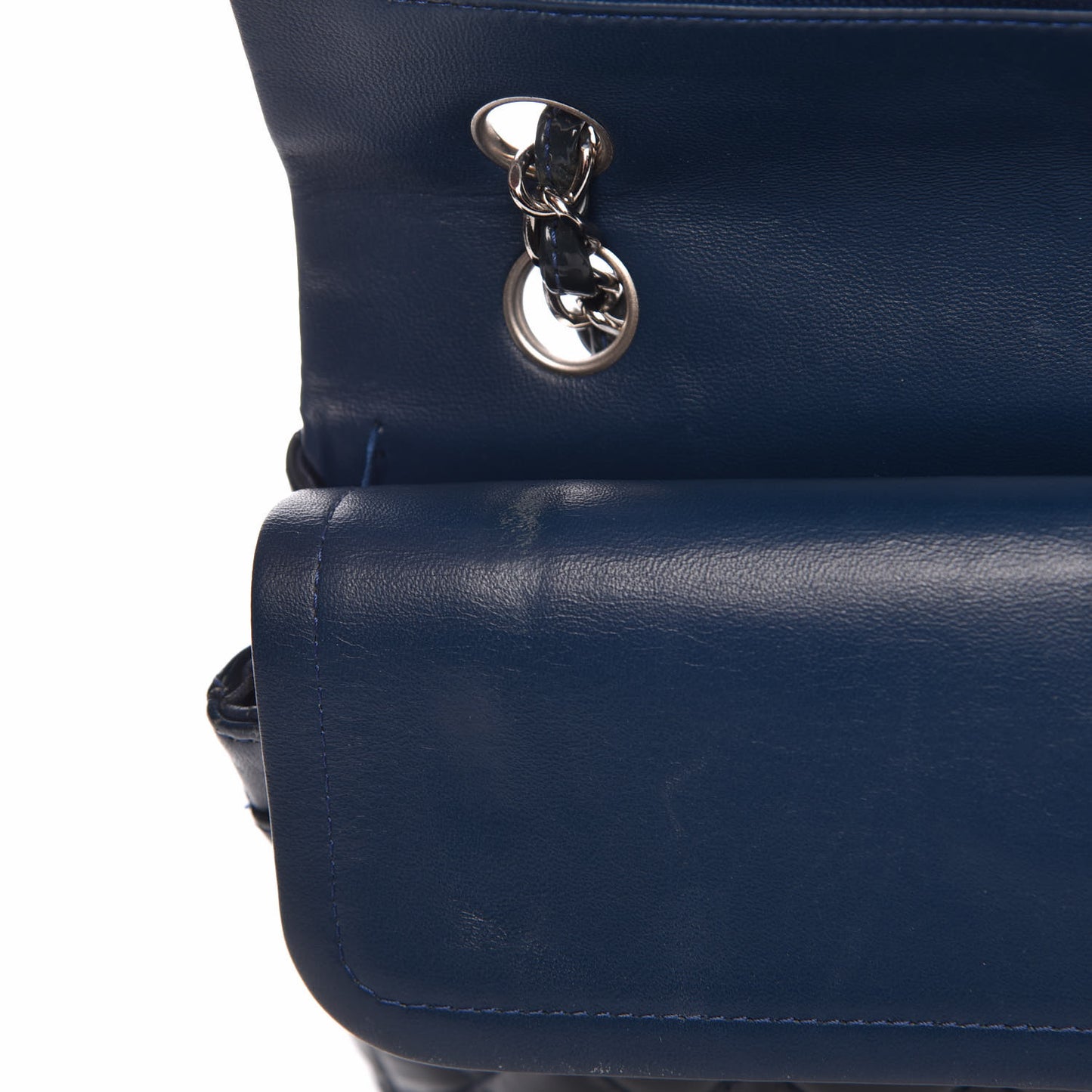 Patent Quilted Medium Double Flap Navy
