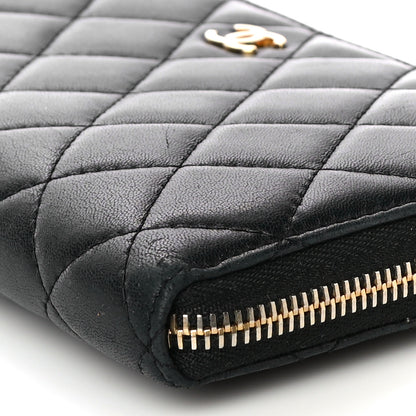Chanel Lambskin Quilted Large Gusset Zip Around Wallet Black 11 of 14