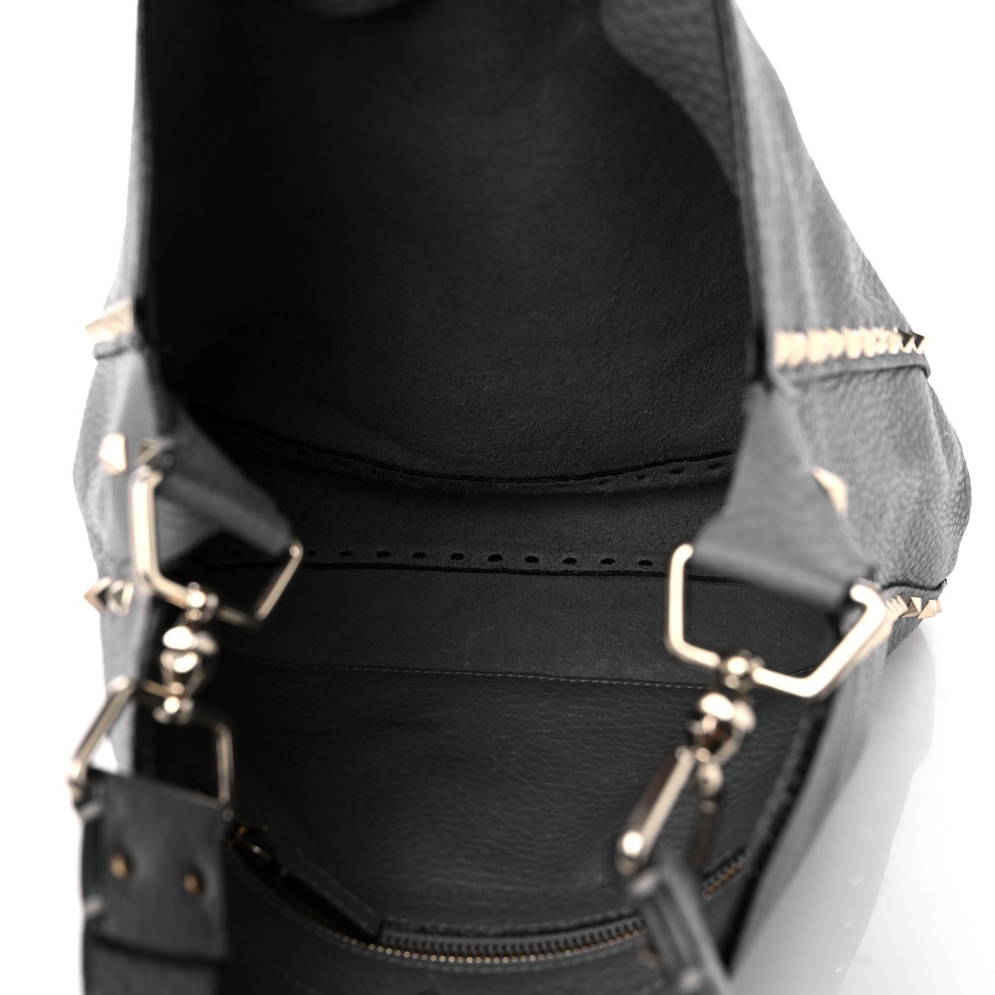 Pebbled Calfskin Small Rockstud Flip-Lock Messenger Bag Pebble