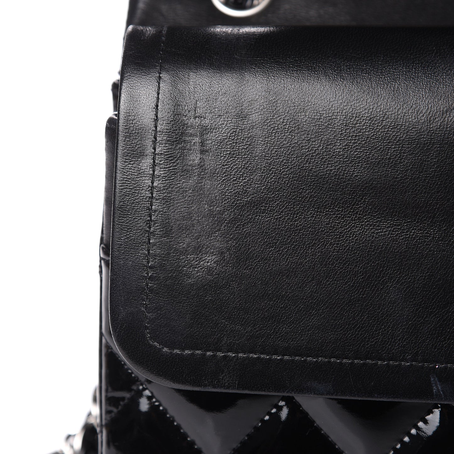 Patent Quilted Jumbo Double Flap Black