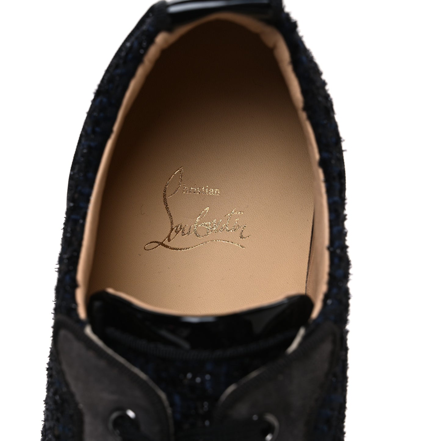 Calfskin Veau Velours Strass Mens Louis Junior Flat Sneakers 41.5 Version Reglisse