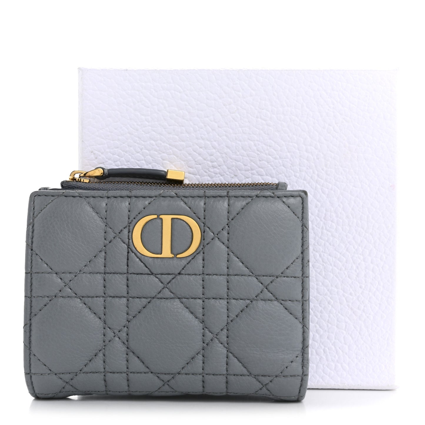 Grained Calfskin Supple Cannage Caro Dahlia Wallet Cloud Blue