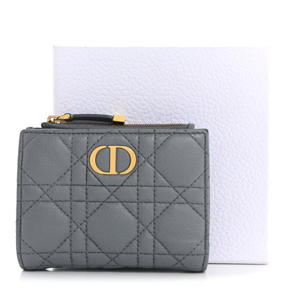 Christian Dior Grained Calfskin Supple Cannage Caro Dahlia Wallet Cloud Blue 13 of 13