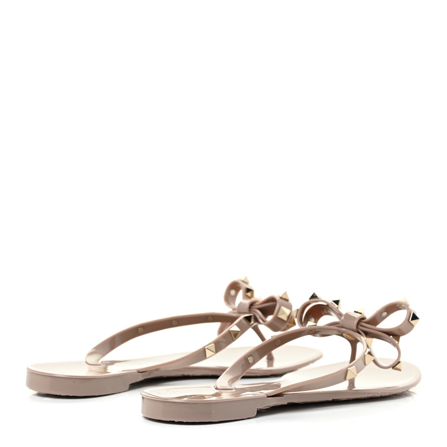 Valentino Garavani PVC Jelly Rockstud Bow Thong Sandals 38 Poudre 4 of 11