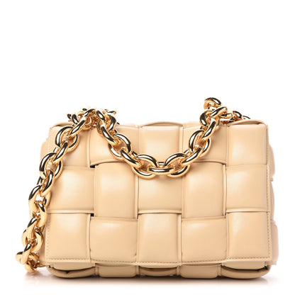 Bottega Veneta Lambskin Maxi Intreccio Padded Chain Cassette Crossbody Bag Almond 1 of 8