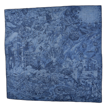 Hermes Cashmere Silk Nothing But A Dreamer Scarf 100 Bleu Chine Indigo Marine 1 of 4