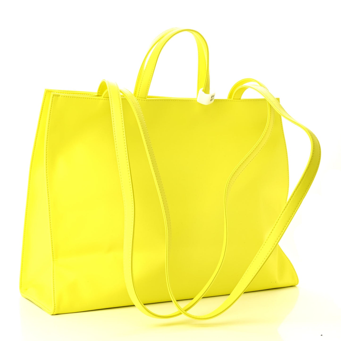 Vegan Leather Large Shopping Bag Highlighter Yellow