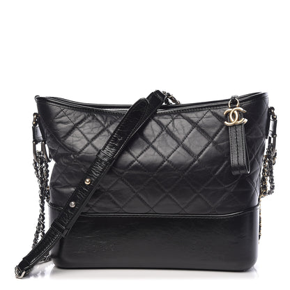 Chanel Aged Calfskin Quilted Medium Gabrielle Hobo Black 1 of 15